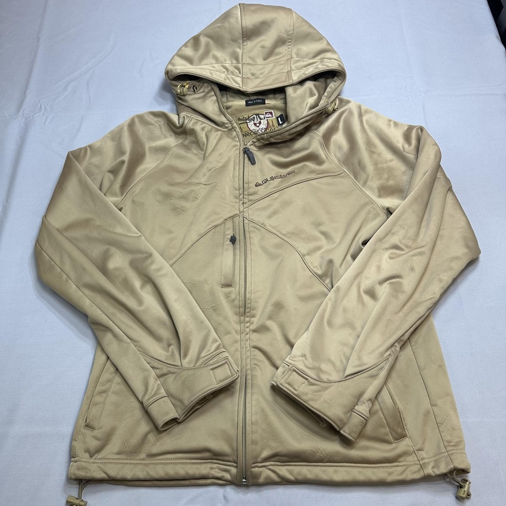 Vintage Quiksilver Jacket Mens L Brown Necessities Softshell Fleece Surf Y2K